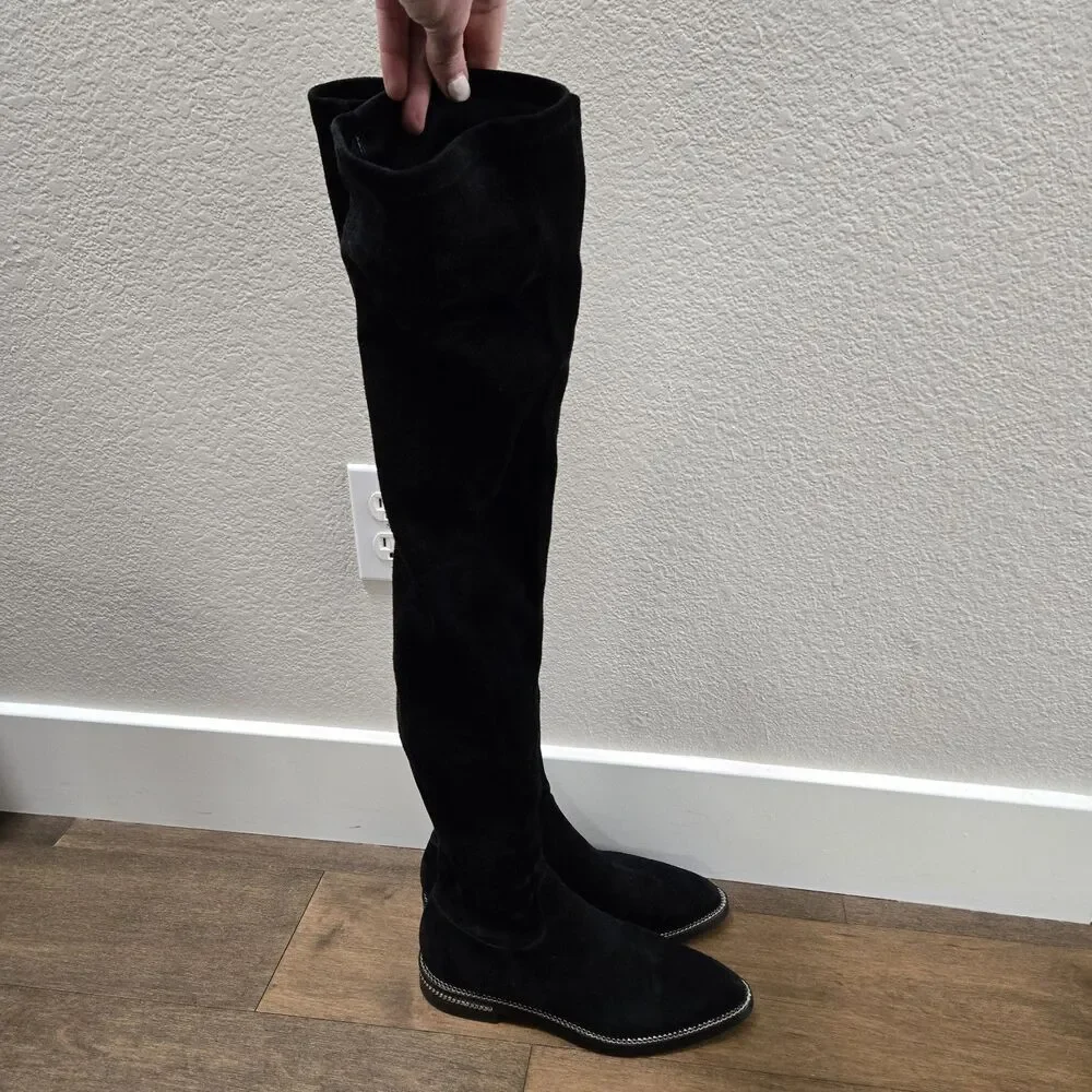 Le Silla Leather Black Over The Knee Suede Boots Size 40
